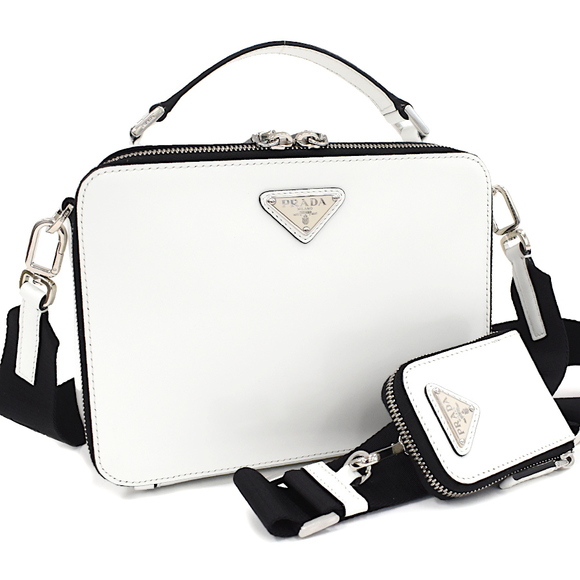 Prada Bags Prada Brick Crossbody Shoulder Bag Brushed Leather White